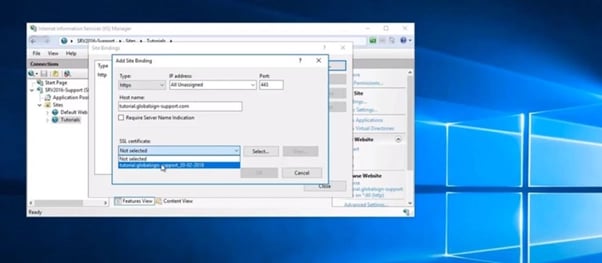 افزودن Binding و انتخاب گواهینامه